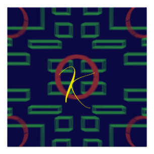 Pôster Geométrico Azul