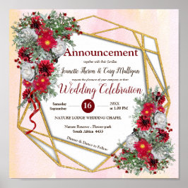 Poster Geométrico - Buquês Dourados da Borgonha Glitter