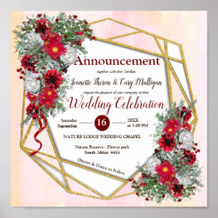 Poster Geométrico - Buquês Dourados da Borgonha Glitter