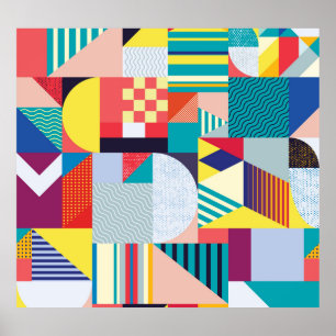 Poster Geométrico Decorativo: Padrão de Abstrato de Vinta
