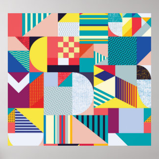 Poster Geométrico Decorativo: Padrão de Abstrato de Vinta