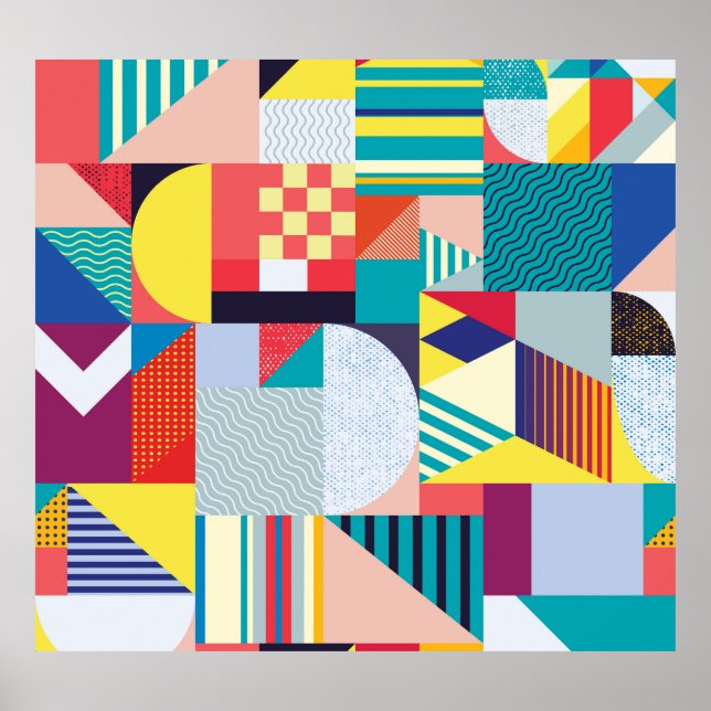 Poster Geométrico Decorativo: Padrão de Abstrato de Vinta (Frente)