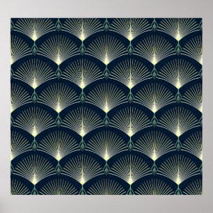 Poster Geométrico Elegante: Deco de Arte Azul.