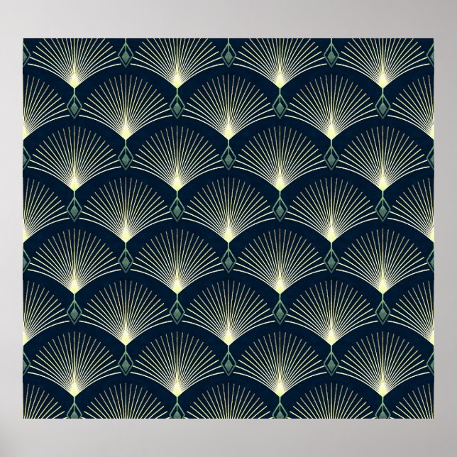 Poster Geométrico Elegante: Deco de Arte Azul. (Frente)