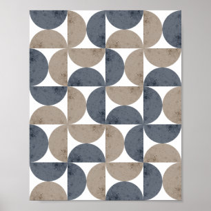 Poster Geométrico Moderno Texturizado Meia-Lua Século XX