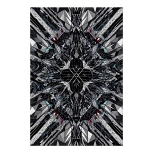 Pôster Geométrico Monocromático: Nexo Poligonal Abstrato