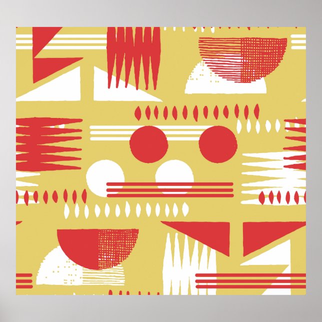 Poster Geométrico Sem Fumaça: Vintage Amarelo-Vermelho. (Frente)