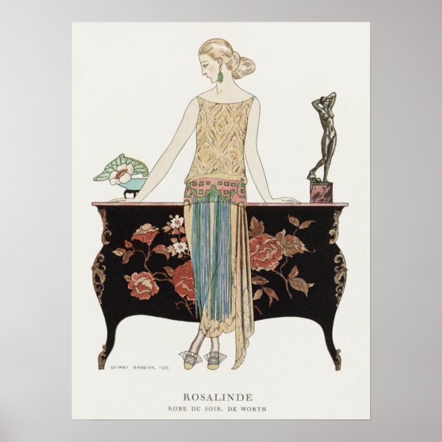 Poster George Barbier, O Robe da Noite, Moda de 1922 (Frente)