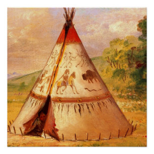 Pôster George Catlin, Indígena Wigwam, Fronteira American
