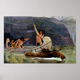 Poster George de Forest Brush, a perseguição do alce