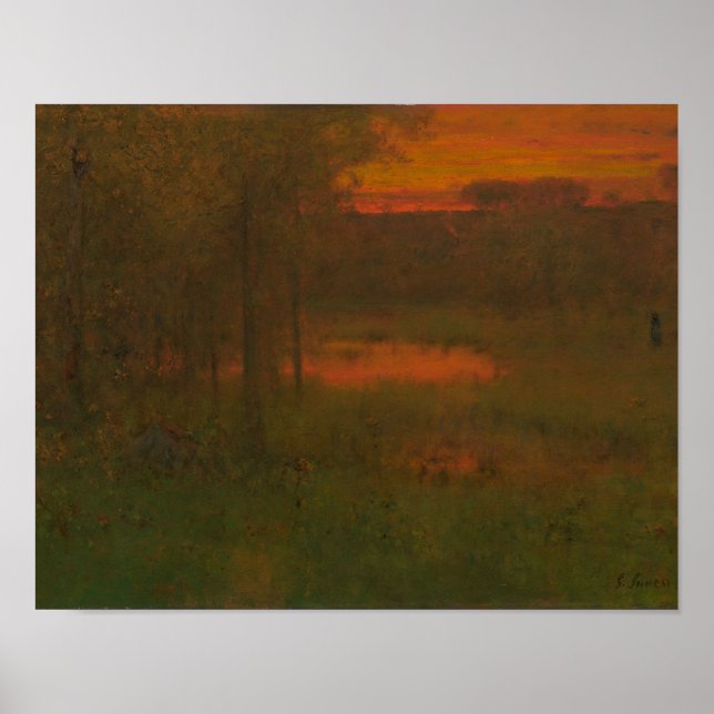 Poster George Inness - Paisagem, Sunset (Frente)