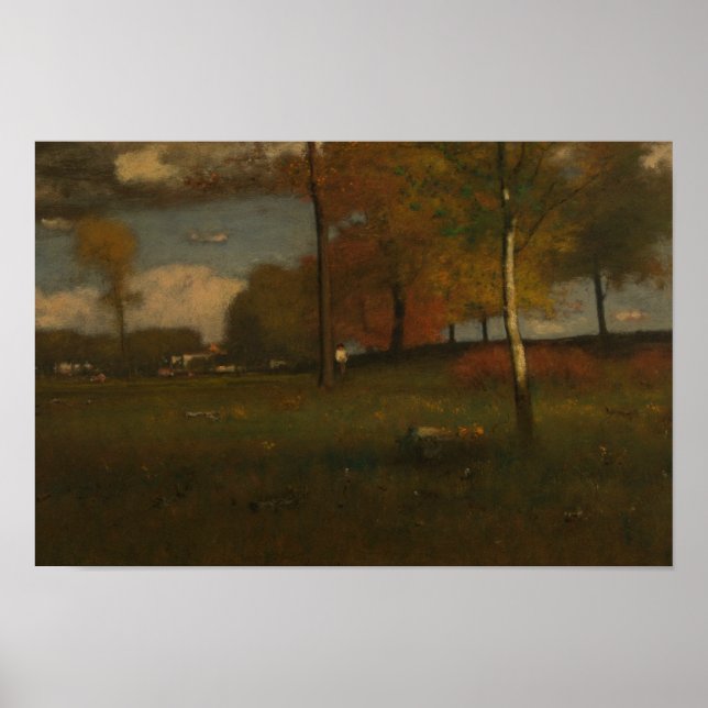 Poster George Inness - Perto da Aldeia, outubro (Frente)