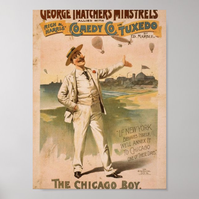Poster George Thatcher's Minstrels, 'The Chicago Boy' (Frente)