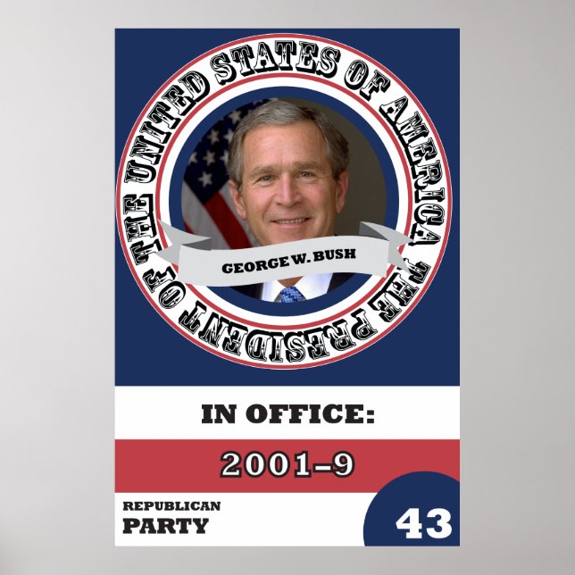 Pôster George W. Bush, Retro da História Presidencial (Frente)