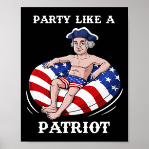 Poster George Washington 4 de Julho EUA Patriota Diversão