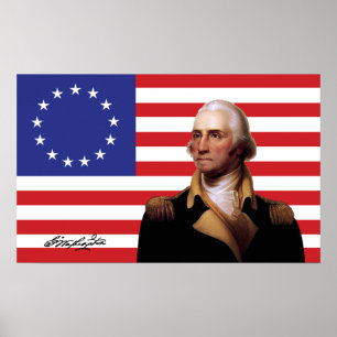 Pôster George Washington & bandeira de 13-Star E.U.