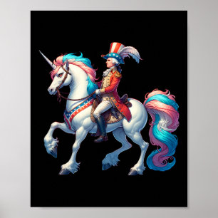 Poster George Washington Cavalgando Um Unicórnio 4 De Jul