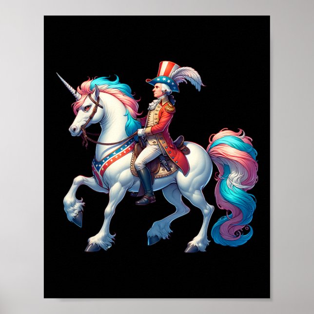 Poster George Washington Cavalgando Um Unicórnio 4 De Jul (Frente)