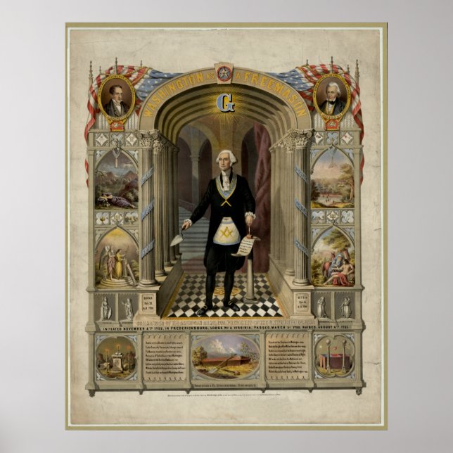 Poster George Washington Como Retrato Freemason, 1867. (Frente)