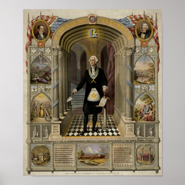 Poster George Washington Como Retrato Freemason, 1867. (Frente)