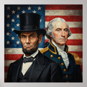 Poster George Washington e Abraham Lincoln Patriótico
