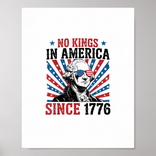 Poster George Washington Protest Sign No Kings In America (Frente)