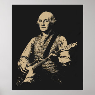 Poster George Washington Tocando Guitarra Elétrica