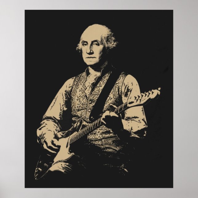 Poster George Washington Tocando Guitarra Elétrica (Frente)