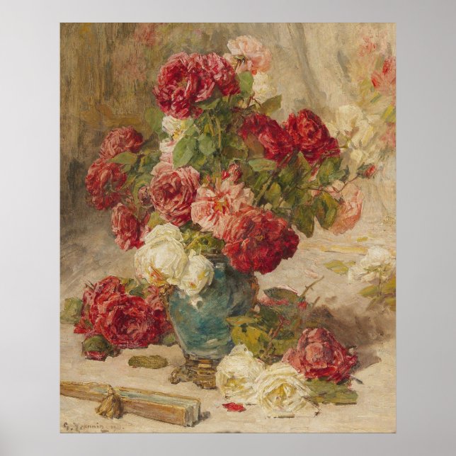 Poster Georges Jeannin - Uma Vida Estática com Rosas em u (Frente)