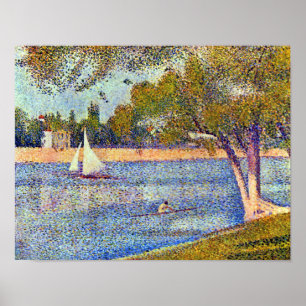 Pôster Georges Seurat o Seine e o la Jatte grandioso