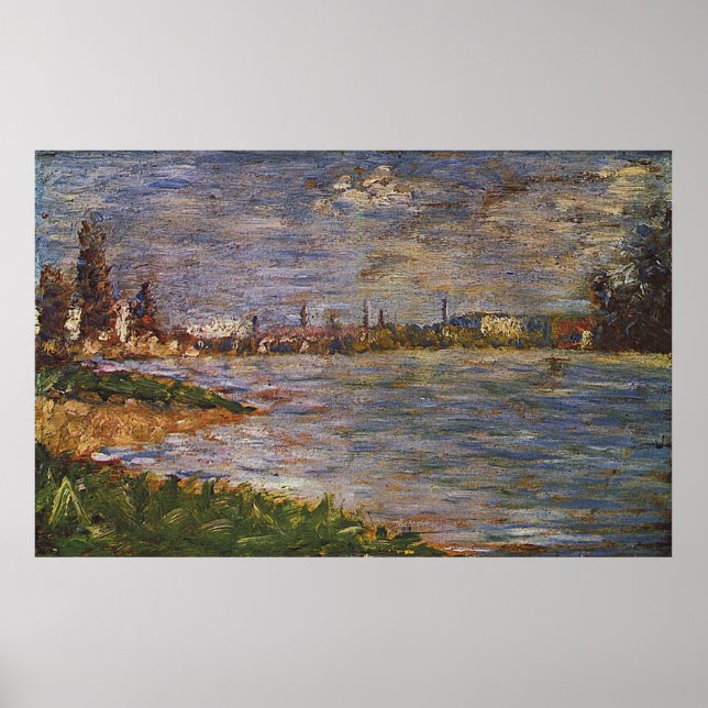 Poster Georges Seurat: Os Dois Bancos (1883) (Frente)