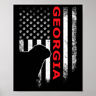 Poster Geórgia Bandeira dos EUA Patriótica. Ga Estilo Vin