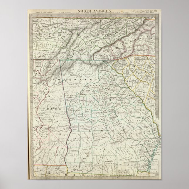 Pôster Georgia, pontos de NC, SC, Tenn, Ala, Flórida (Frente)