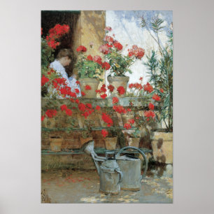 Pôster Gerânio por Childe Hassam, impressionismo do