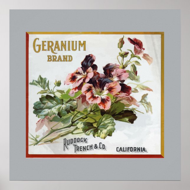 Poster Geranium Brand Fruit Crate Label (Frente)