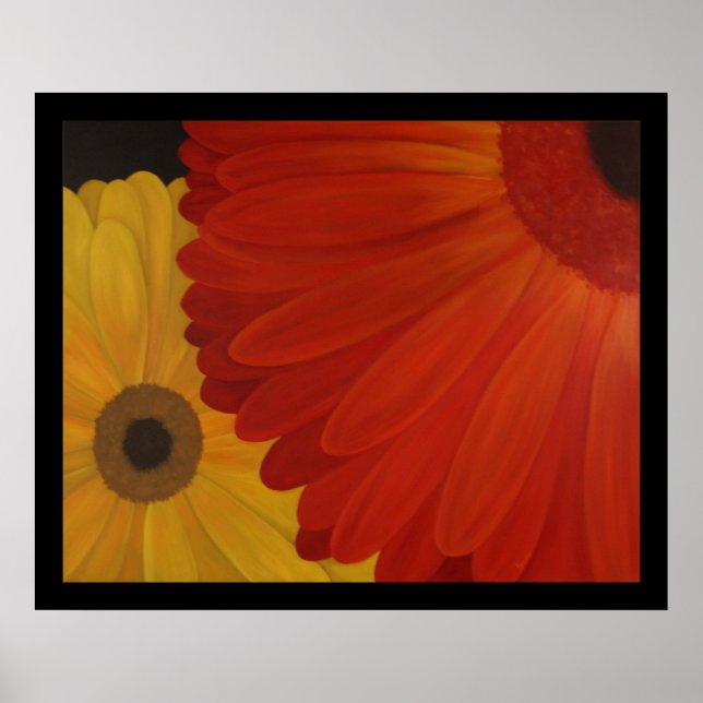 Pôster Gerbera Daisies do Óleo Original na Canvas (Frente)