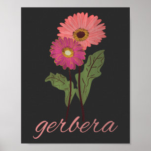 Poster gerbera rosa vintage para amantes de flores