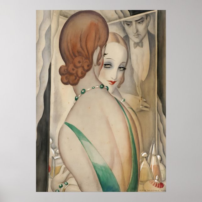 Poster Gerda Wegener - No Espelho, Art Déco (Frente)