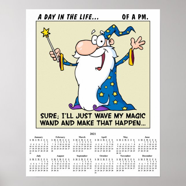 Poster Gerenciamento de Projeto de Calendário 2021 (Frente)