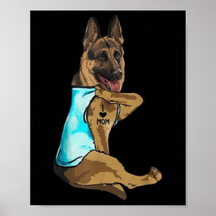 Poster German shepherd Cachorro Tatuagem Eu Amo A Mãe Dia