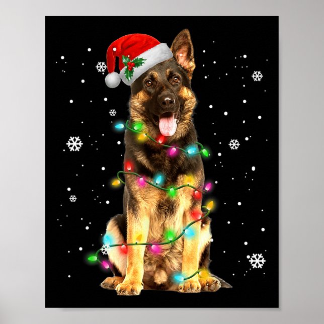 Poster German shepherd Cão Árvore Natal Doce Xmas Do (Frente)