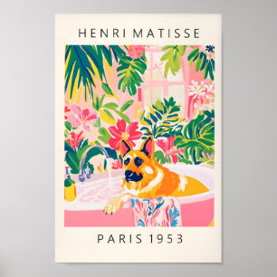 Poster German shepherd De Bathtub Art Impressão, Bathroo