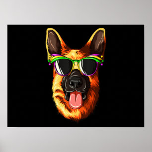 Poster German shepherd de Máscara do Carnaval Mardi Gras