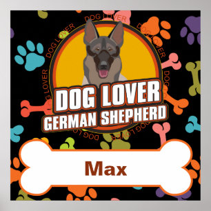 Pôster German shepherd de Nome Personalizado Cão Cópulo