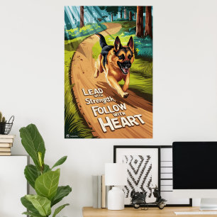 Poster German shepherd Dirigindo Através De Florestas