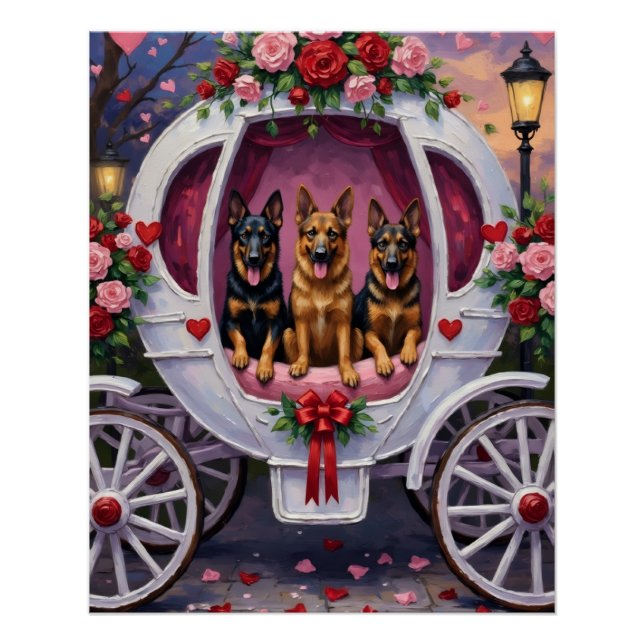 Pôster German Shepherd Dog Valentine's Day  (Frente)