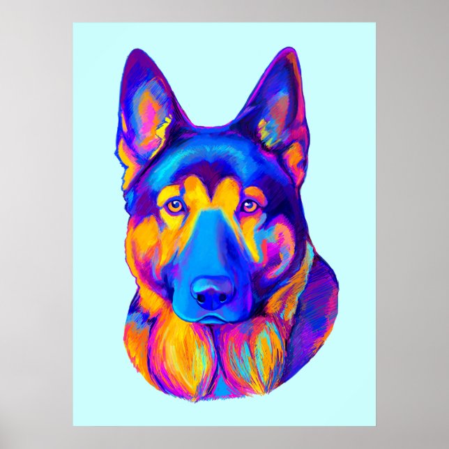 Pôster German shepherd em cores (Frente)