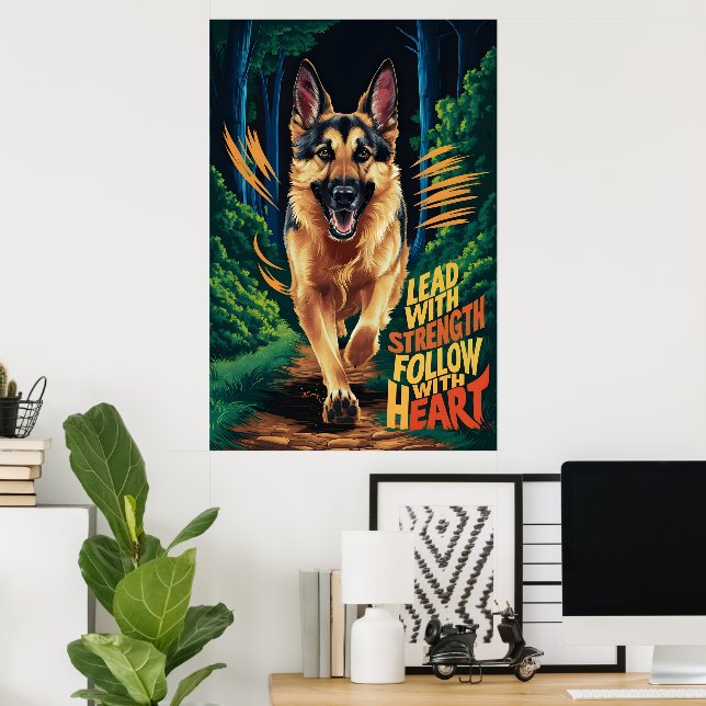 Poster German shepherd Em Execução Na Floresta (Escritório em casa)