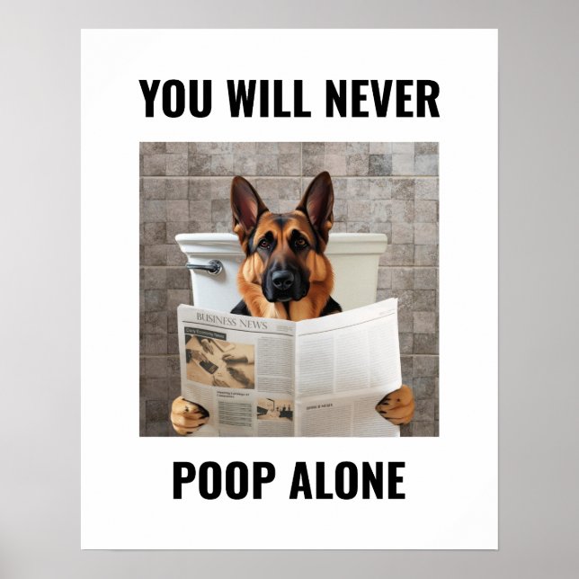 Poster German shepherd Engraçado Sentado Na Arte De Muro  (Frente)