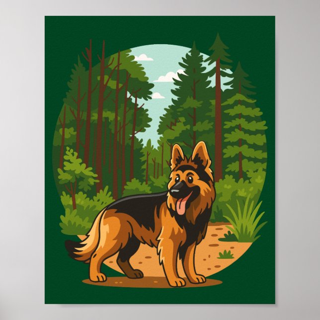 Poster German Shepherd Forest Adventure Dog  (Frente)